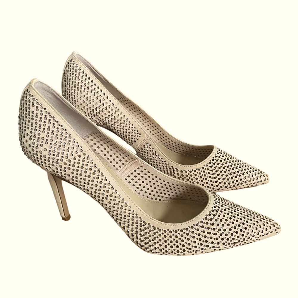 Vince Camuto Cream Heels with Studded Design